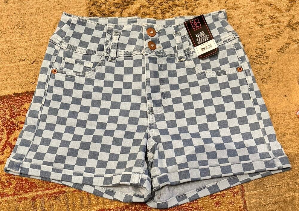 No Boundaries NB Corset Short Checkered jean shorts Brand New With Tags Size 5